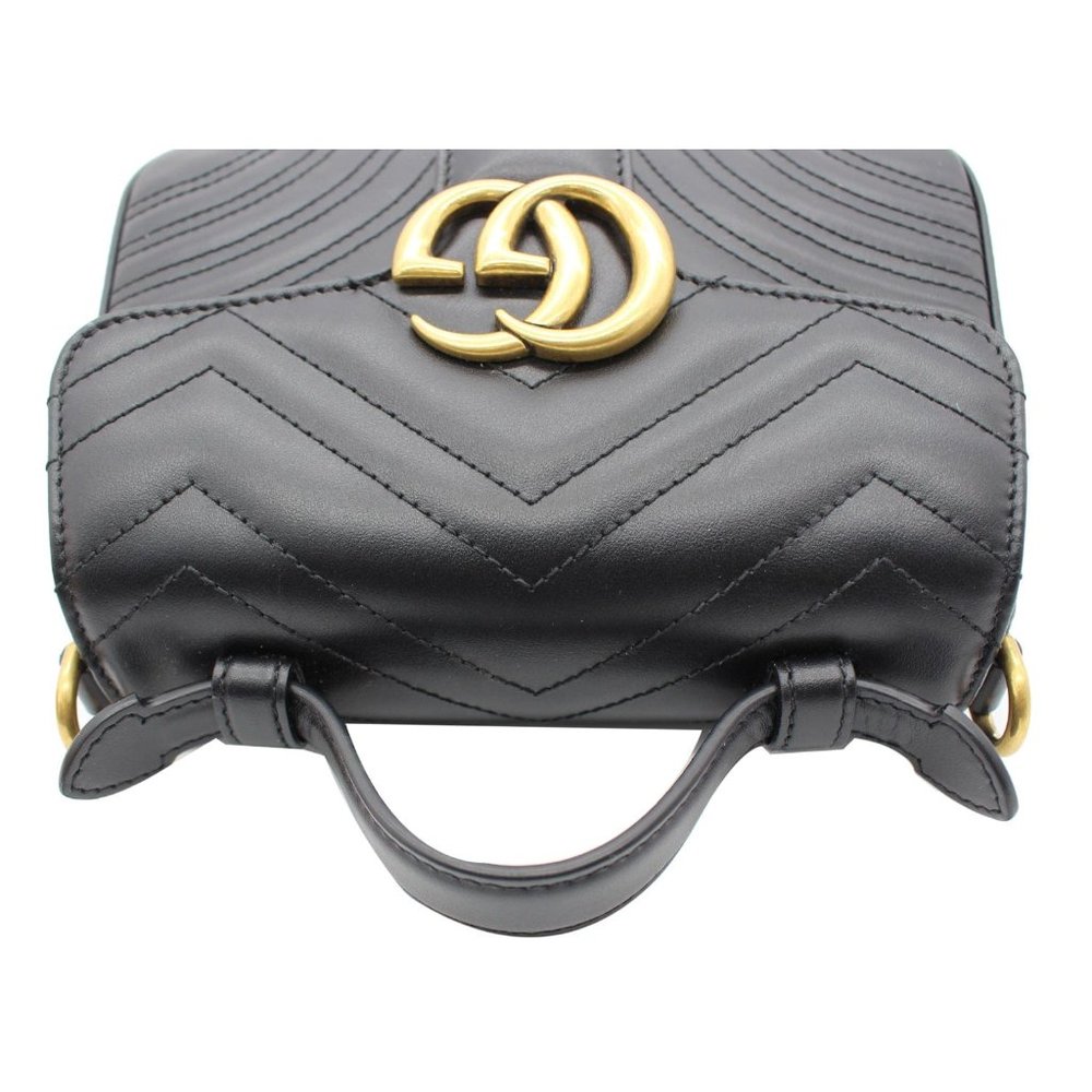 GUCCI  GG Marmont Mini Leather Top Handle Shoulder Bag Black 547260 - Picture 4 of 12